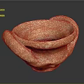 Textured Orange Bowl Shaped Sculpture Carving With Curved Edges And Dark Background