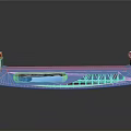 Blue Ship Structure With Transparent Hull Metal Support Frames And Reflective Base