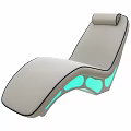 Modern Style Gray Leather Stool With Curved Shape And Green LED Lights