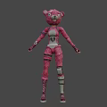 Pink Cartoon Bear Humanoid Character With Playful Design And Vibrant Outfit