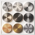 Metal Circular Decorative Elements In Various Colors With Radial Texture And Arrangement