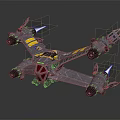 Futuristic Cosmic Spaceship Design with Metallic Wings and Multiple Engines Structure 3d model
