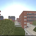 Modern School Buildings Campus Layout With Sports Field And Green Spaces Surrounded By Urban Area