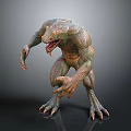 Reptilian Humanoid Game Movie Character With Scaly Skin Sharp Claws Open Mouth And Aggressive Stance