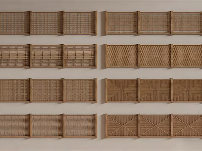 Various Woven Wooden Railings With Different Patterns For Home Interior Design 3d model