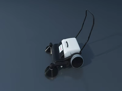 Functional Hand Pushed Utility Cart Featuring White Body And Black Wheels 3d model