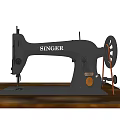 Heavy Duty Black SINGER Industrial Sewing Machine On Wooden Table