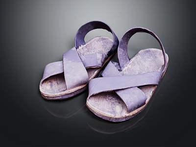 Purple Sandals With Cross Strap Design Fabric Upper And Soft Sole Casual Comfortable Footwear 3d model