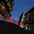 Traditional Chinese Ancient Architecture Night Scene With Red Lanterns And Lit Up Roofs