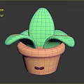 Cute Cartoon Potted Plant Featuring Green Leaves And Brown Pot With Eyes