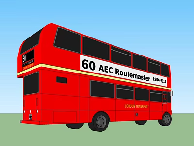Red Double Decker Bus AEC Routemaster 1954 2005 London Transport Vehicle 3d model