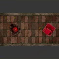Red Fire Hydrant And Vending Machine Setup On Brick Paved Ground