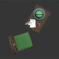 Wooden Table And Chair Set With Green Cushion Unique Design And Decorative Globe Ornament