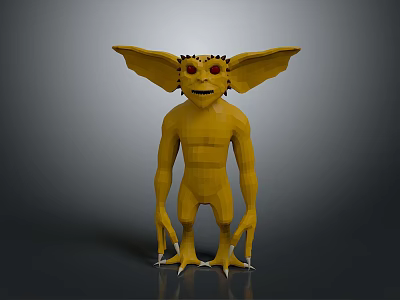 Game Movie Character With Yellow Large Ears Red Eyes Spiked Head Long Fingers White Claws 3d model