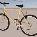 Yellow Bicycle with Black Seat Handlebars and Tires Simple Design for Casual Riding