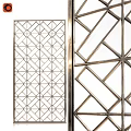 Modern Decorative Room Divider With Geometric Pattern And Metal Frame For Interior Design 3d model
