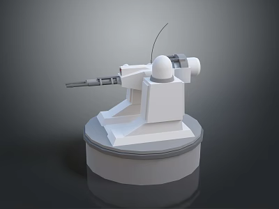 White Mechanical Device Model With Circular Base And Antenna Structure Design 3d model