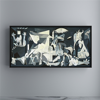 Modern abstract painting neoclassical black and white restaurant abstract decorative painting 3d model