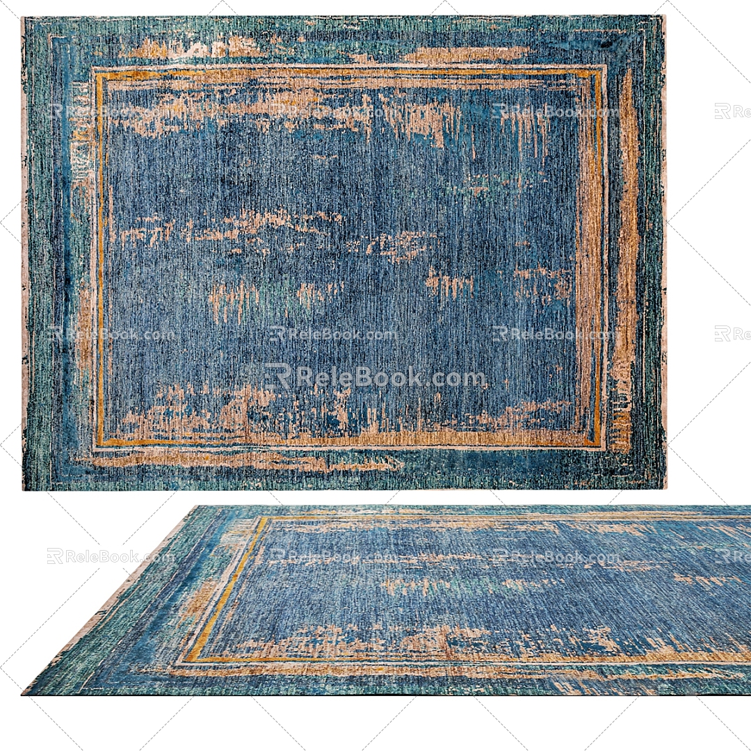 New Chinese Style Simple Carpet Carpet Simple Carpet Living Room Carpet Blue Carpet 3d model