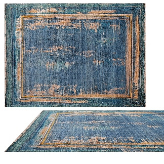 New Chinese Style Simple Carpet Simple Carpet Living Room Carpet Blue Carpet 3d model