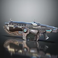 Futuristic Sci Fi Weapon Advanced Gun With Metallic Body And Detailed Mechanical Parts