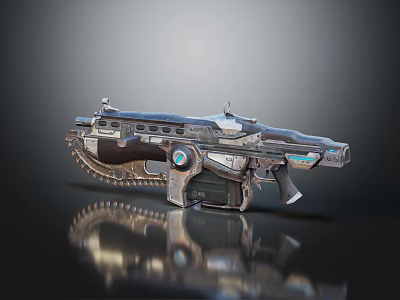 Futuristic Sci Fi Weapon Advanced Gun With Metallic Body And Detailed Mechanical Parts 3d model