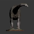 Detailed Dinosaur Model With Long Neck Gray Body And Green Display Base