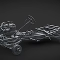 Detailed 3D Model of Car Chassis with Mechanical Components and Structure