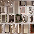 Decorative Mirrors With Various Shapes And Unique Frame Designs For Home 3d model