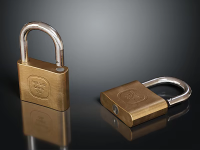 Brass Door Handle With Shiny Surface And Durable Design For Modern Home Interior 3d model