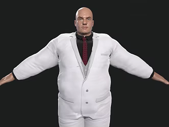 Men Modern Character Fat Man Gangster Boss Strong Man Character Bare Head 3d model