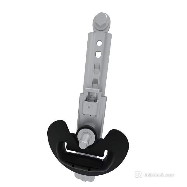 Silver Metal Mechanical Bracket with Black Base and Adjustable Holes for Industrial Use 3d model 
