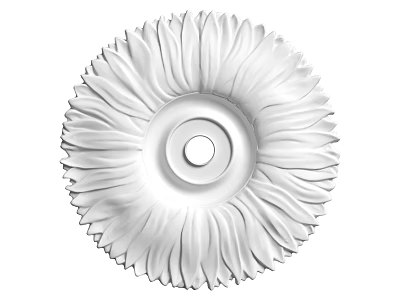 Decorative White Circular Carving With Intricate Petal Pattern And Central Hole 3d model