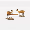 Brown Standing Animal Figurines With Natural Posture On Stone Bases