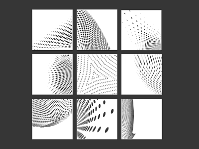 Black And White Abstract Geometric Patterns In Nine Square Grid Layout 3d model