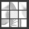 Black And White Abstract Geometric Patterns In Nine Square Grid Layout 3d model