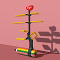 Tree Shaped Display Shelf With Yellow Shelves Red Logo And Colorful Pencil Base