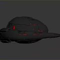 Gray Sci Fi Flying Saucer With Dome Shape And Red Glowing Lights 3d model