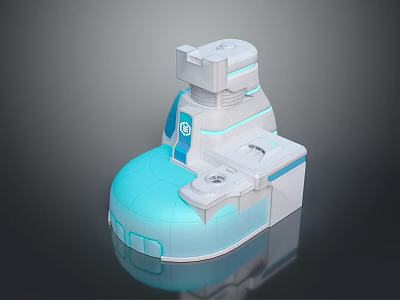 Futuristic Architectural Structure With White And Light Blue Sleek Surface And Geometric Design Elements 3d model