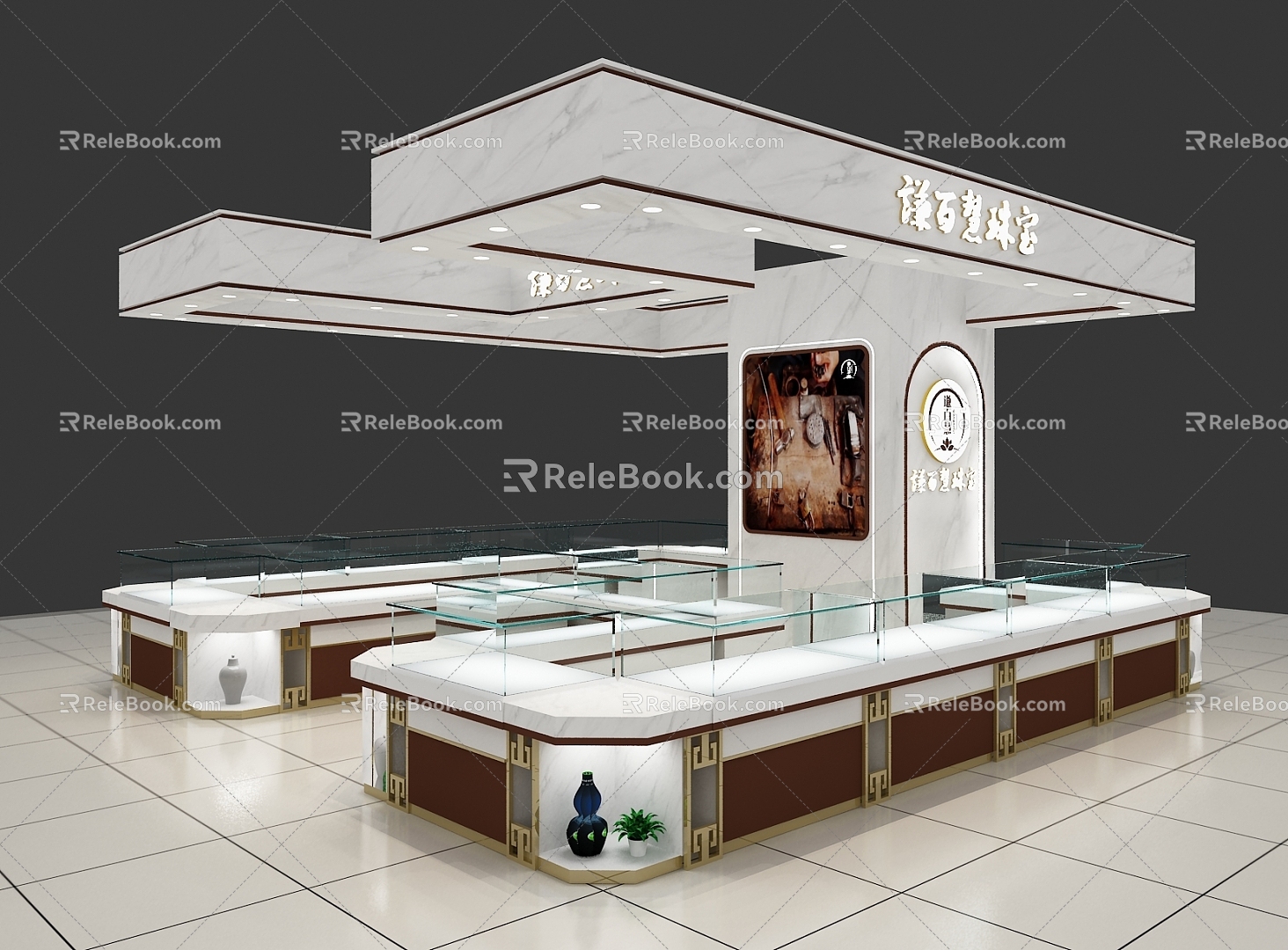 Light Luxury Jewelry Counter 3d model