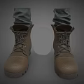 Brown Work Boots With Lace Up Side Zipper And Rolled Pants