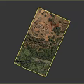 Landscape Garden Design Model with Layered Terrain Hills Green Vegetation and Stream