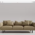 Modern Beige Sectional Sofa With Multiple Cushions And Black Legs 3d model