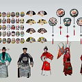 Traditional Chinese Style Hanging Decorations With Fan And Puppet Ornaments