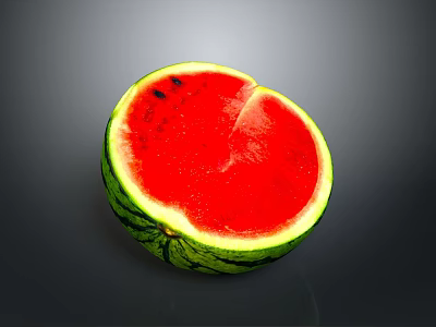 Fresh Sliced Watermelon Displaying Vibrant Red Flesh And Green Rind 3d model