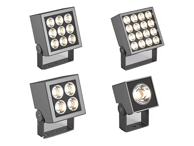 Square Design Outdoor LED Floodlights With Mounted Brackets And Multiple Leds 3d model