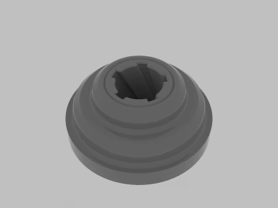 Gray Cylindrical Mechanical Component With Concentric Circular Ridges And Star Shaped Top Hole 3d model
