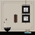 White Wall Decor With Framed Abstract Artwork Wall Lamp And Candle Holder 3d model