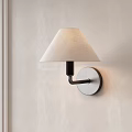 Modern Wall Light With Fabric Shade Metal Body And Round Base On Neutral Wall