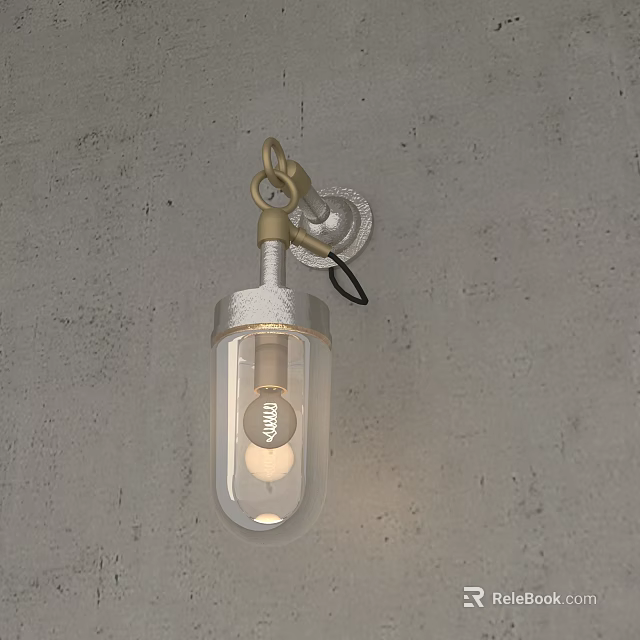 Modern Minimalist Wall Lamp with Transparent Glass and Metal Base on Concrete Wall 3d model 